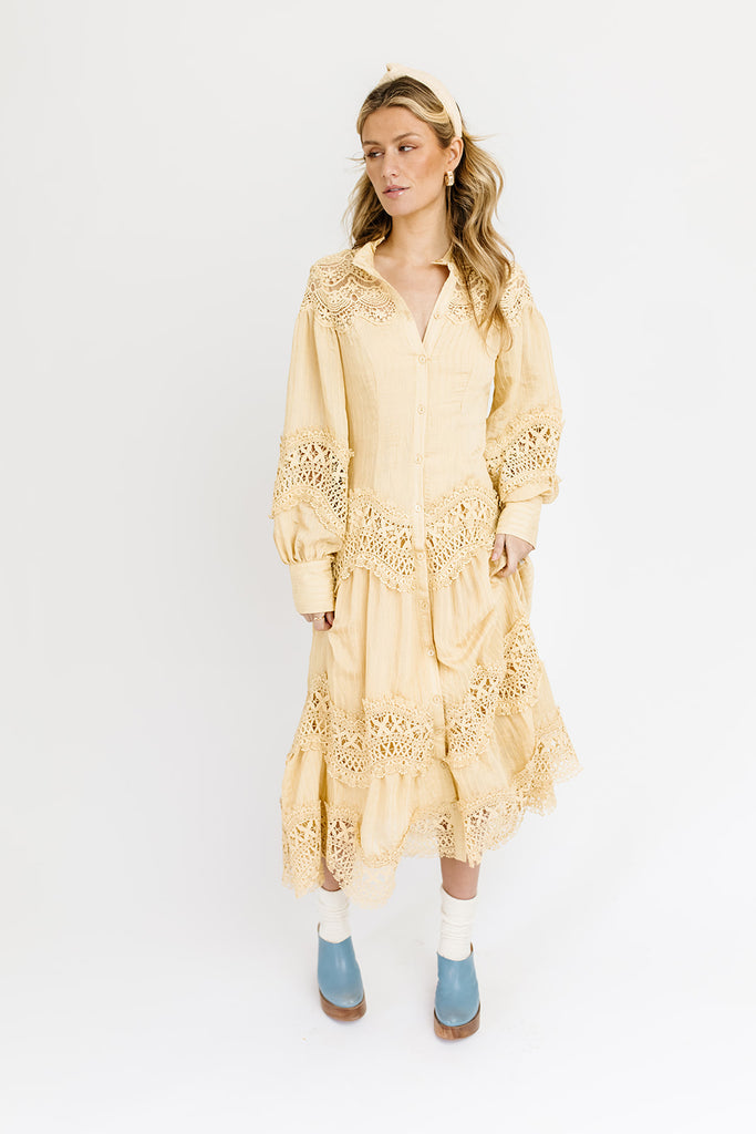 lotus lace midi dress