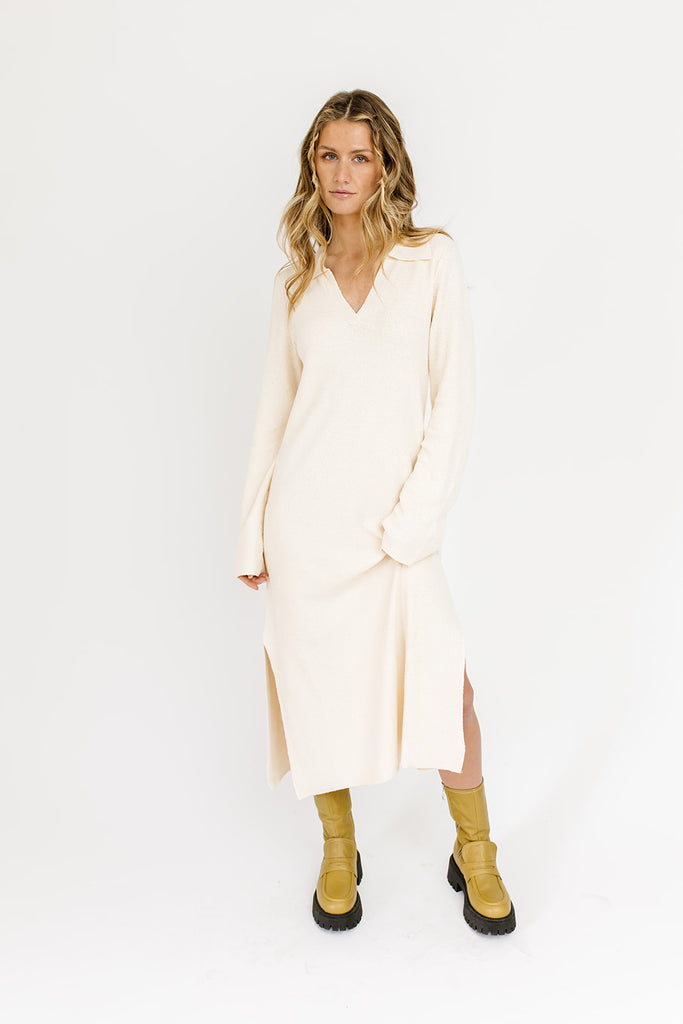 misty collared midi dress