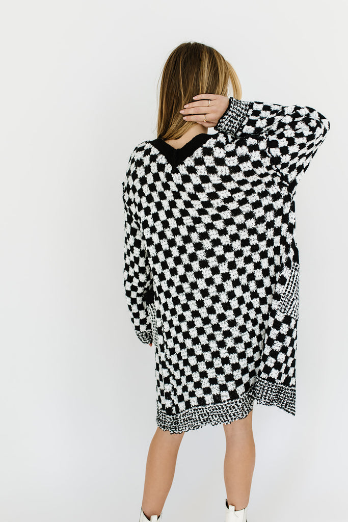 one track mind checkered cardigan