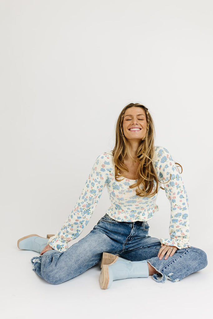 davi floral knit top