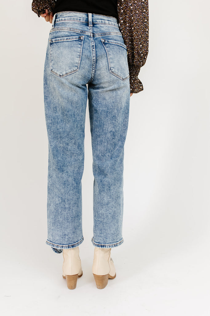jewel wide leg distressed denim *restocked*
