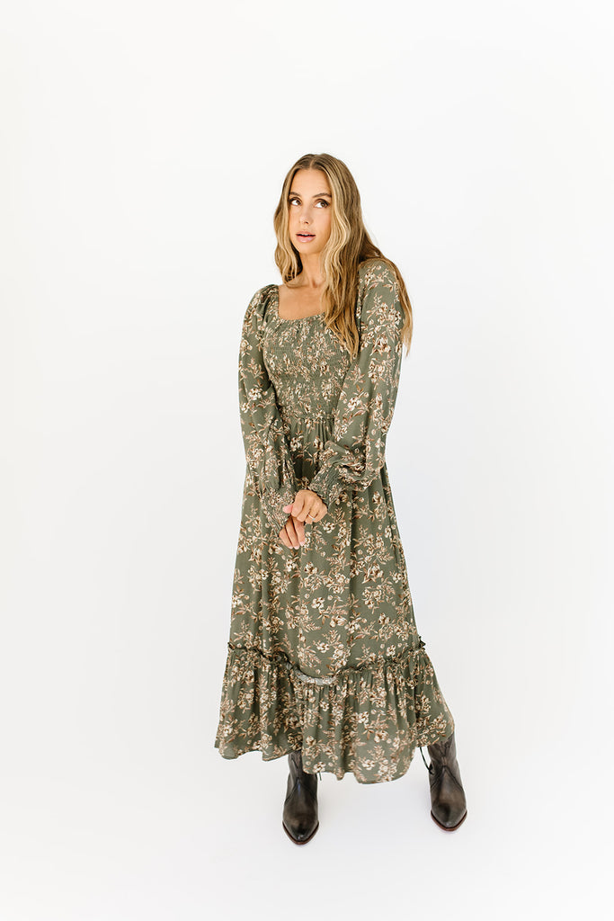 stay forever floral midi dress