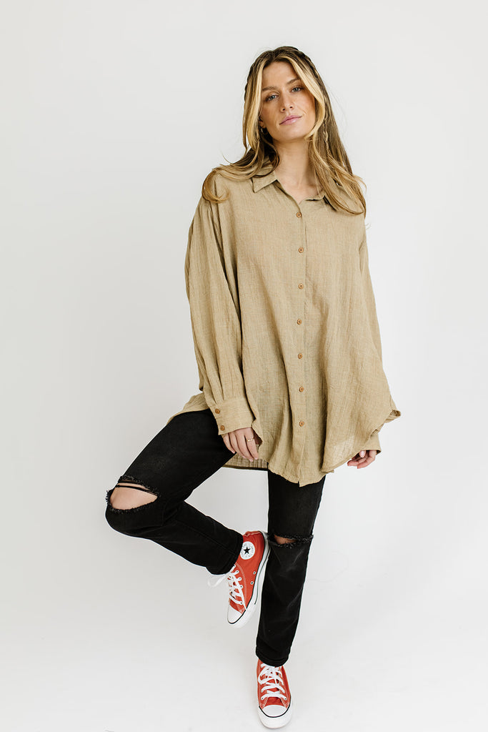wendy button up // toffee