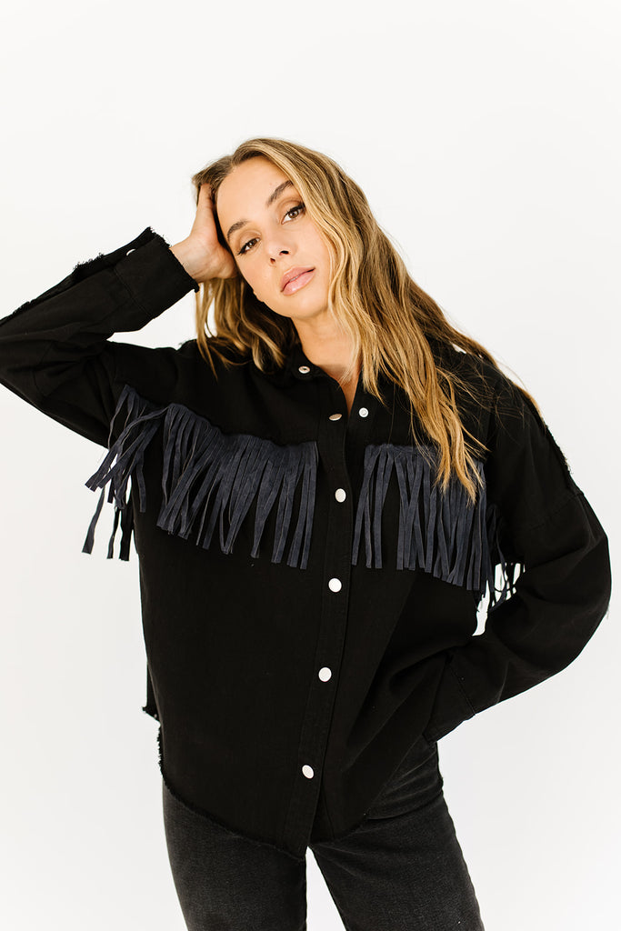 passenger fringe shirt jacket