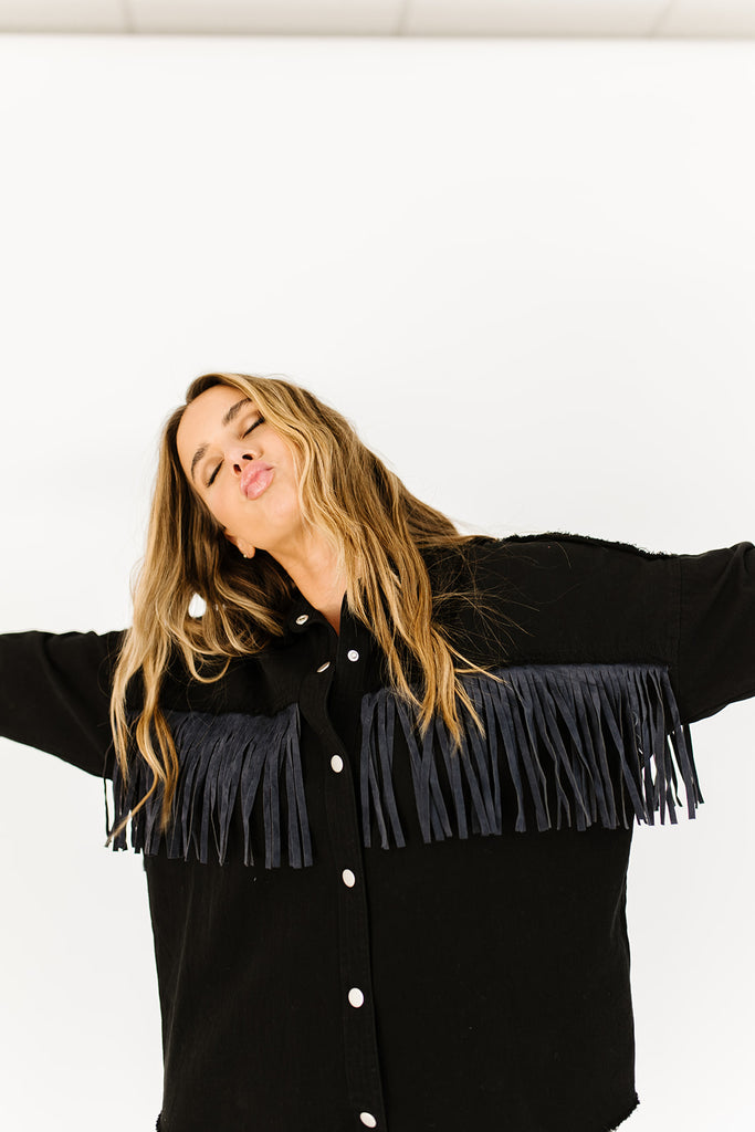 passenger fringe shirt jacket