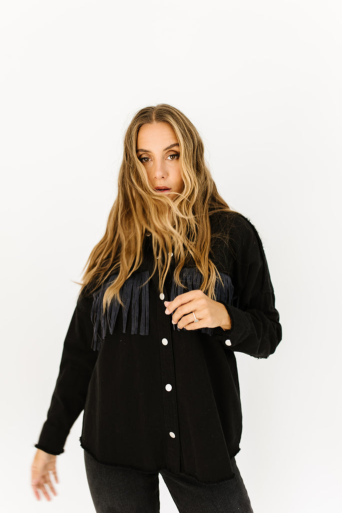 passenger fringe shirt jacket