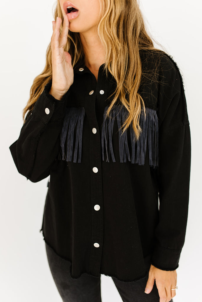 passenger fringe shirt jacket