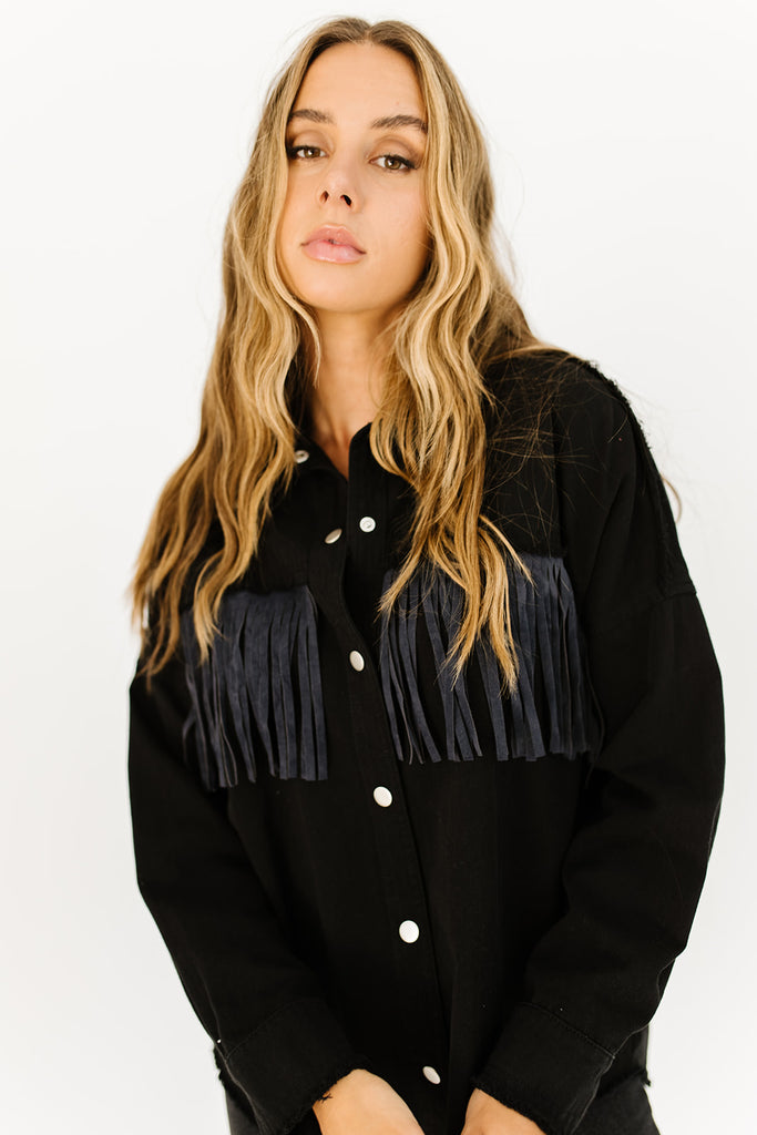 passenger fringe shirt jacket