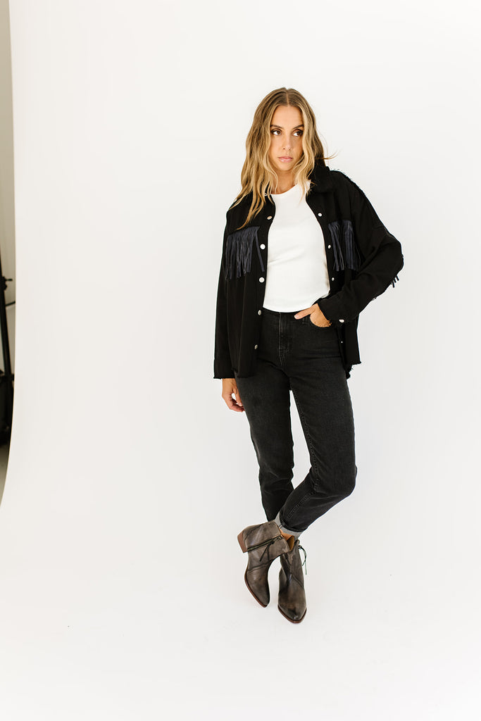 passenger fringe shirt jacket