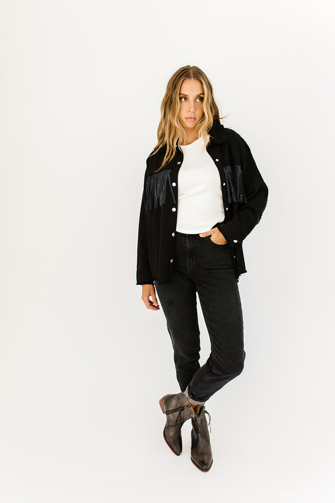 passenger fringe shirt jacket