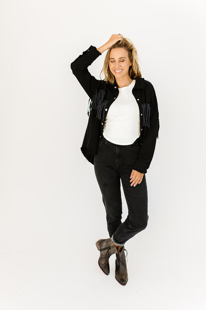 passenger fringe shirt jacket