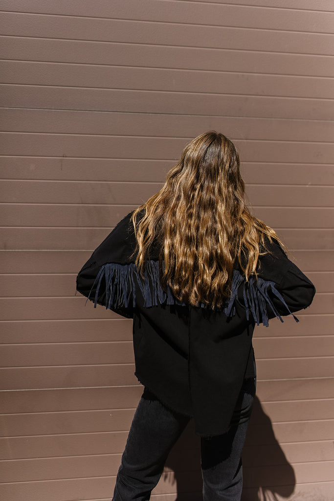 passenger fringe shirt jacket