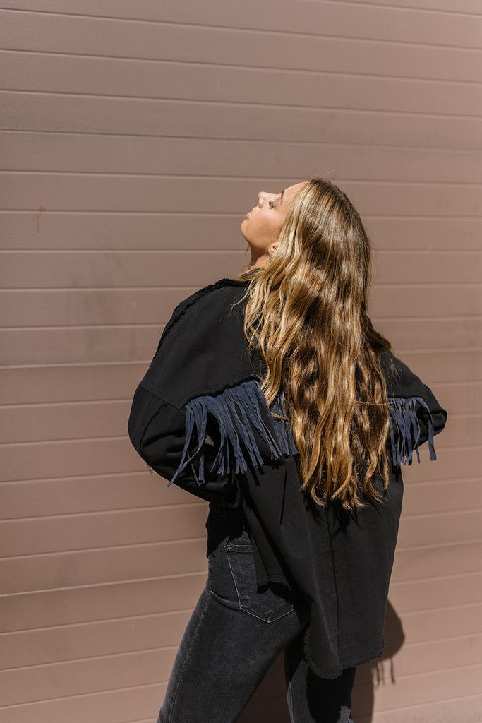 passenger fringe shirt jacket