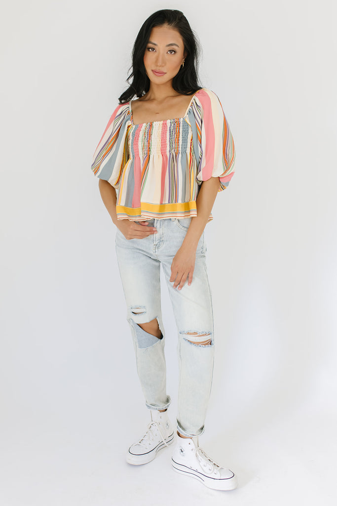 so into you striped blouse