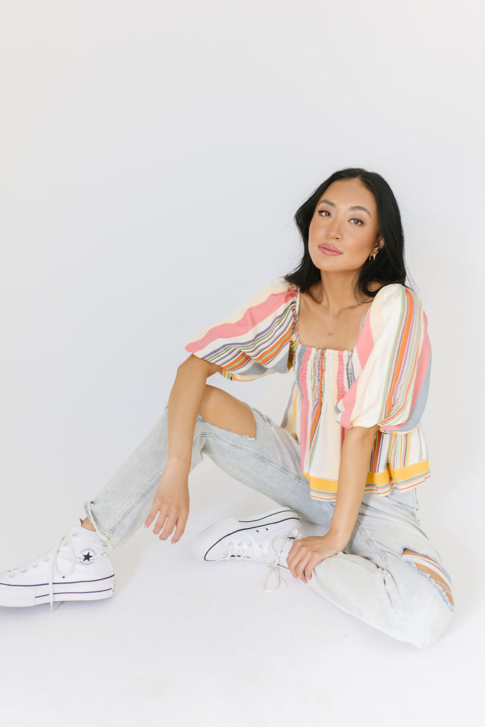 so into you striped blouse