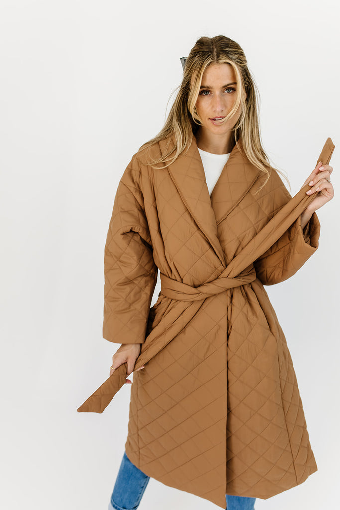 merri quilted trench coat