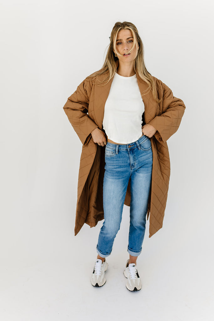 merri quilted trench coat