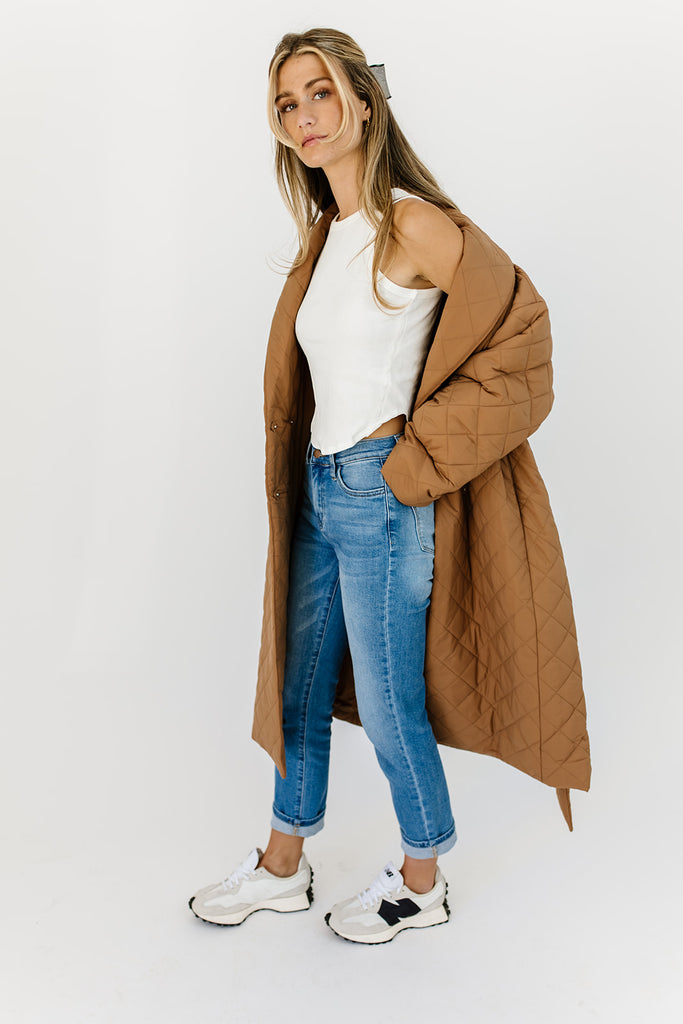 merri quilted trench coat