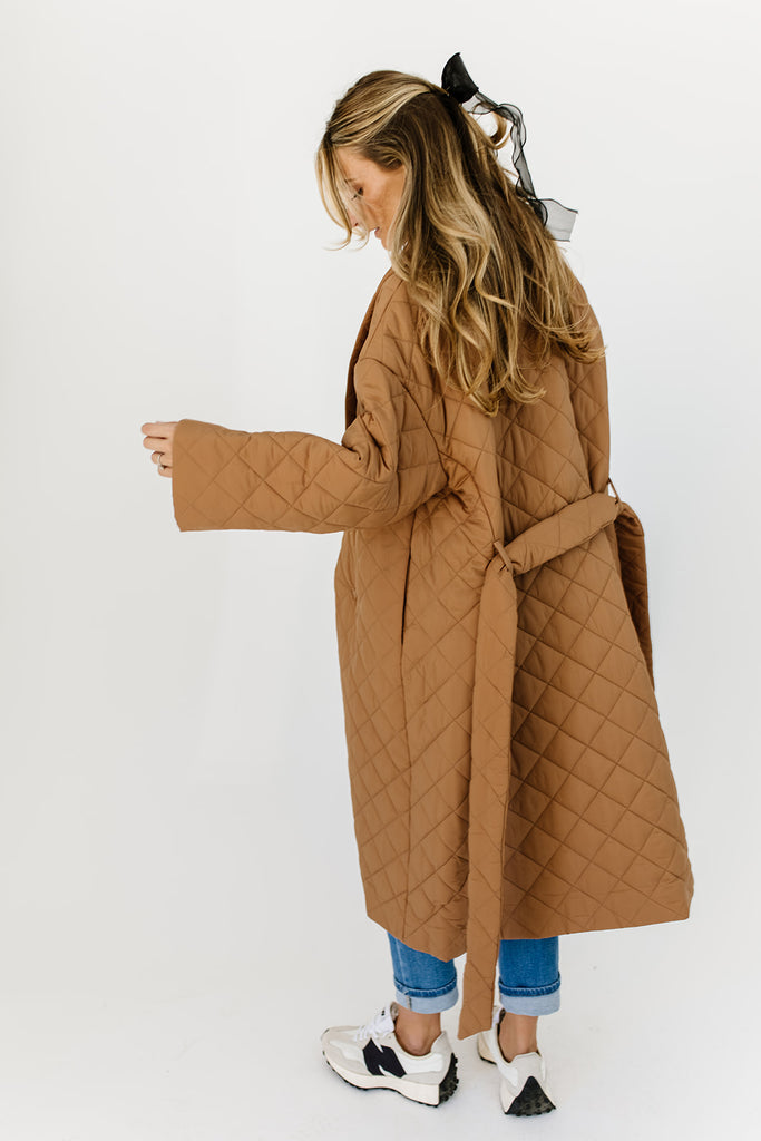 merri quilted trench coat