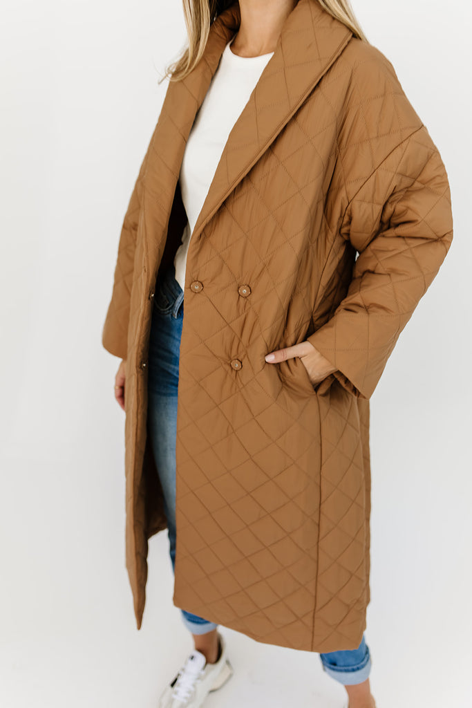 merri quilted trench coat