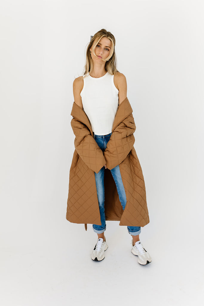 merri quilted trench coat
