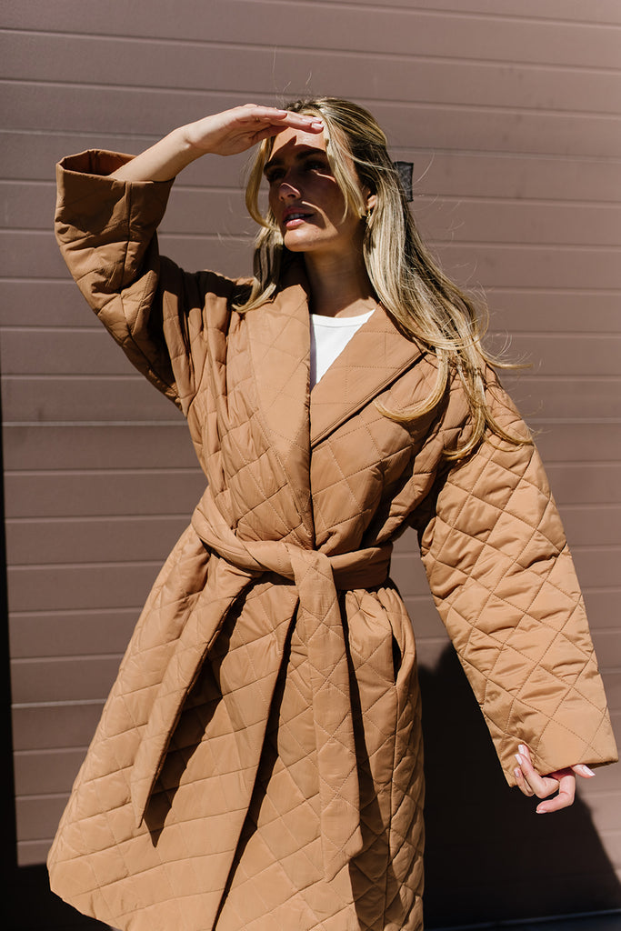 merri quilted trench coat