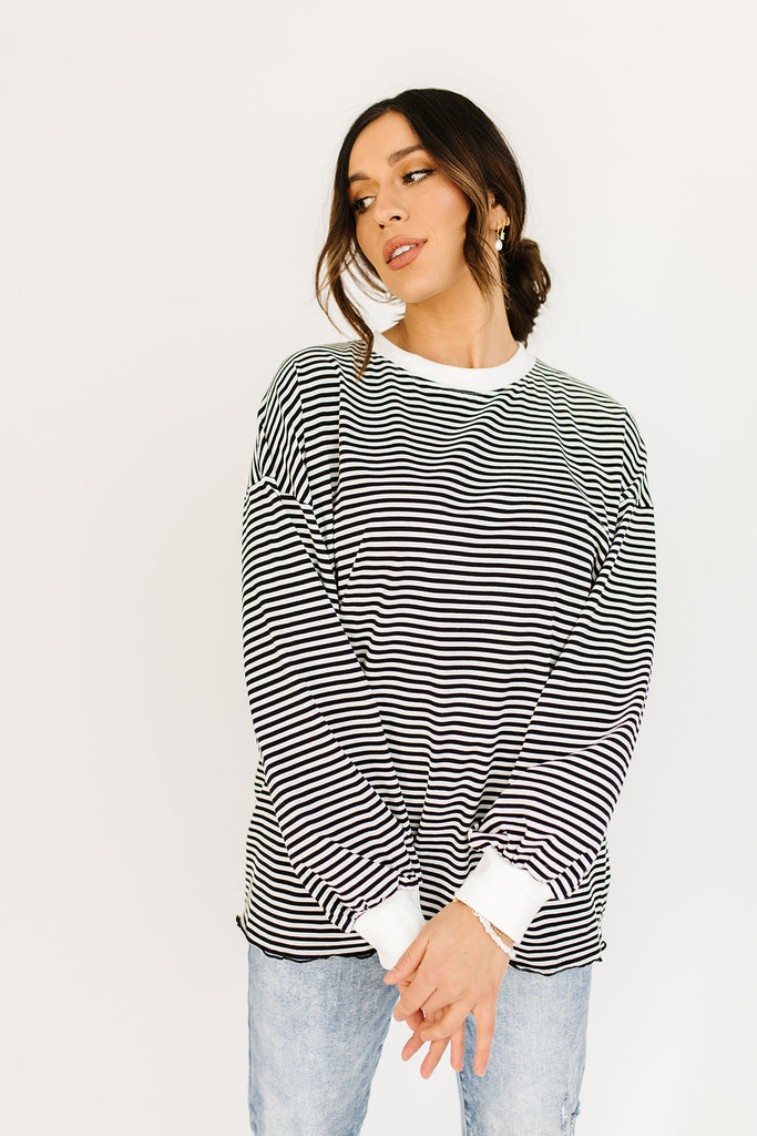 stone cold striped top // black *preorder*