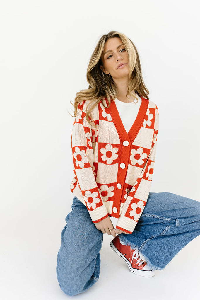 hold please floral cardigan