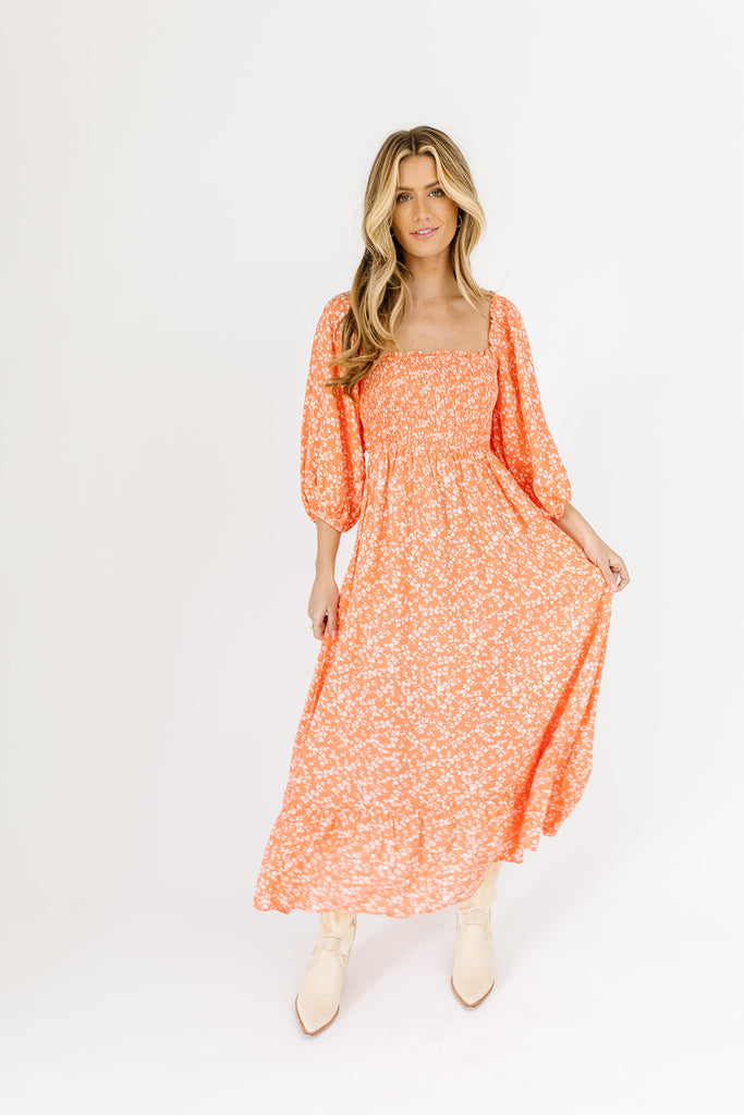 abigail floral midi dress
