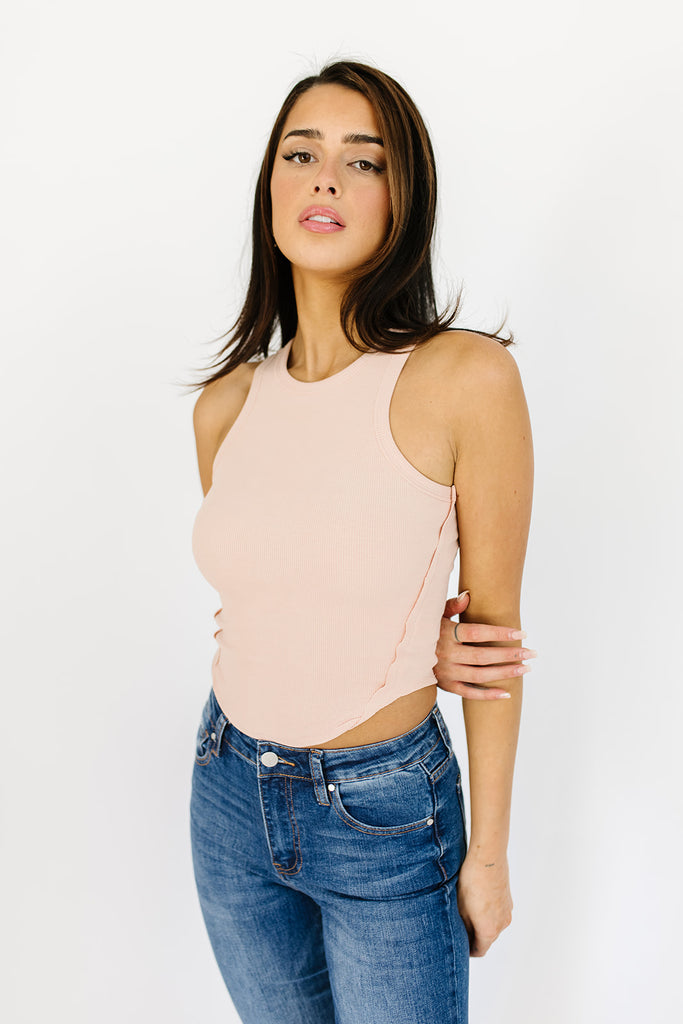 no lies ribbed tank // peach