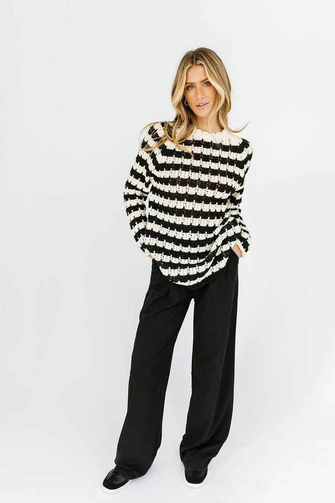 hazel striped crochet sweater