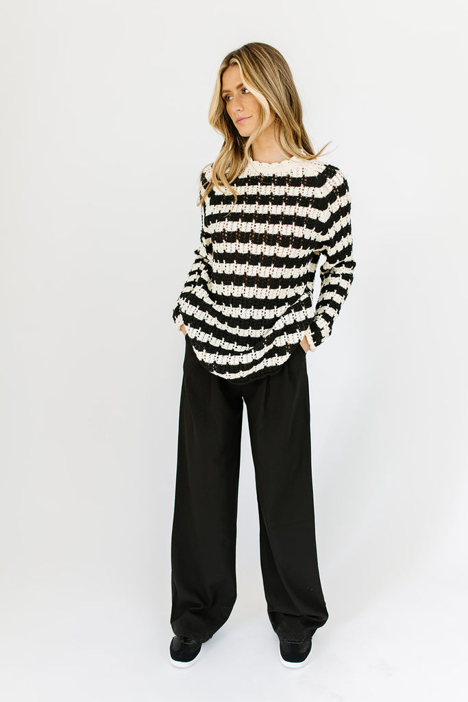 hazel striped crochet sweater