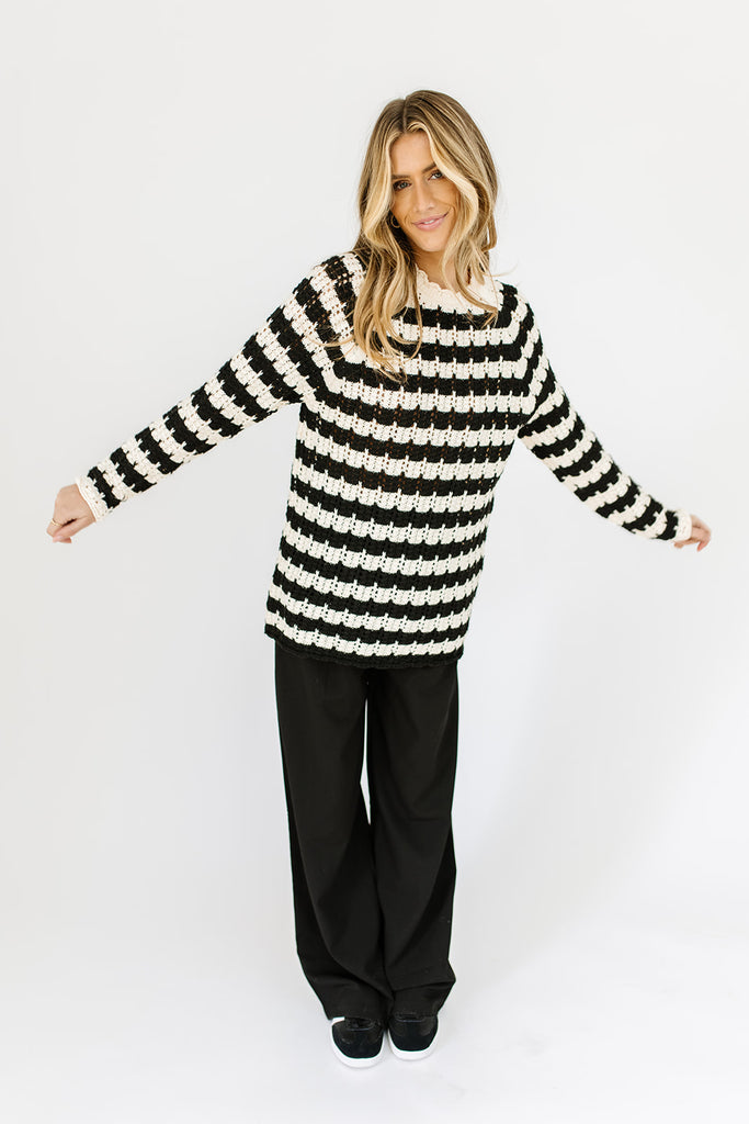 hazel striped crochet sweater