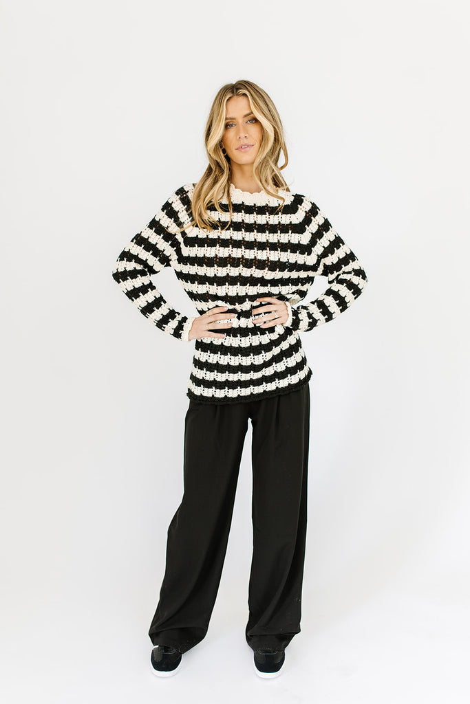 hazel striped crochet sweater