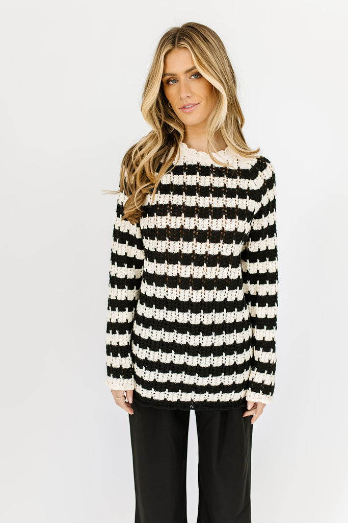 hazel striped crochet sweater