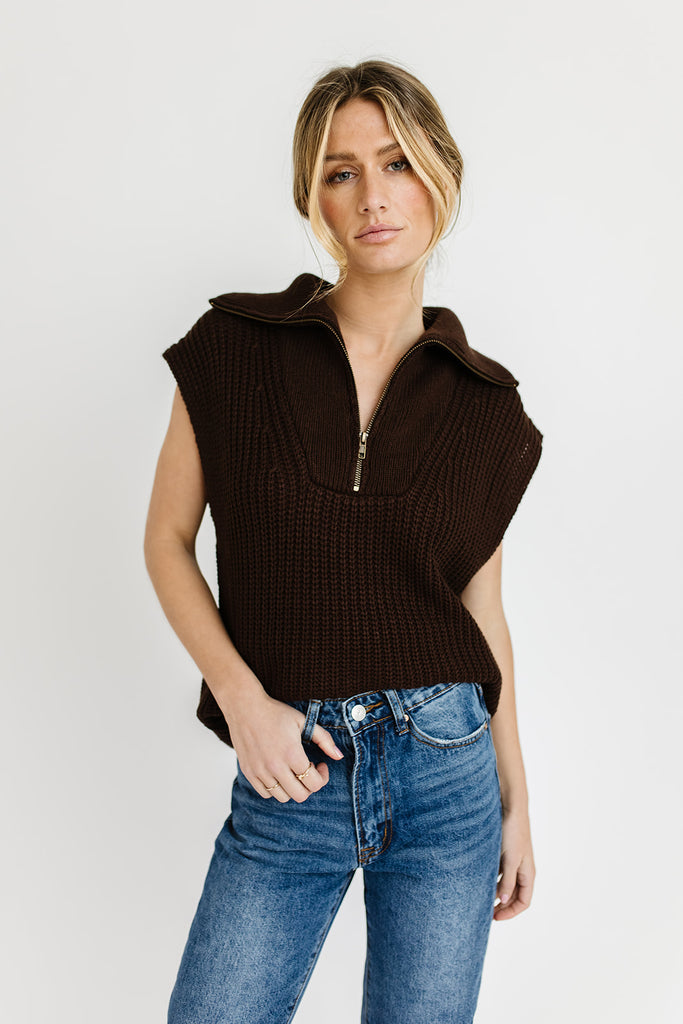 see ya later zip sweater // brown