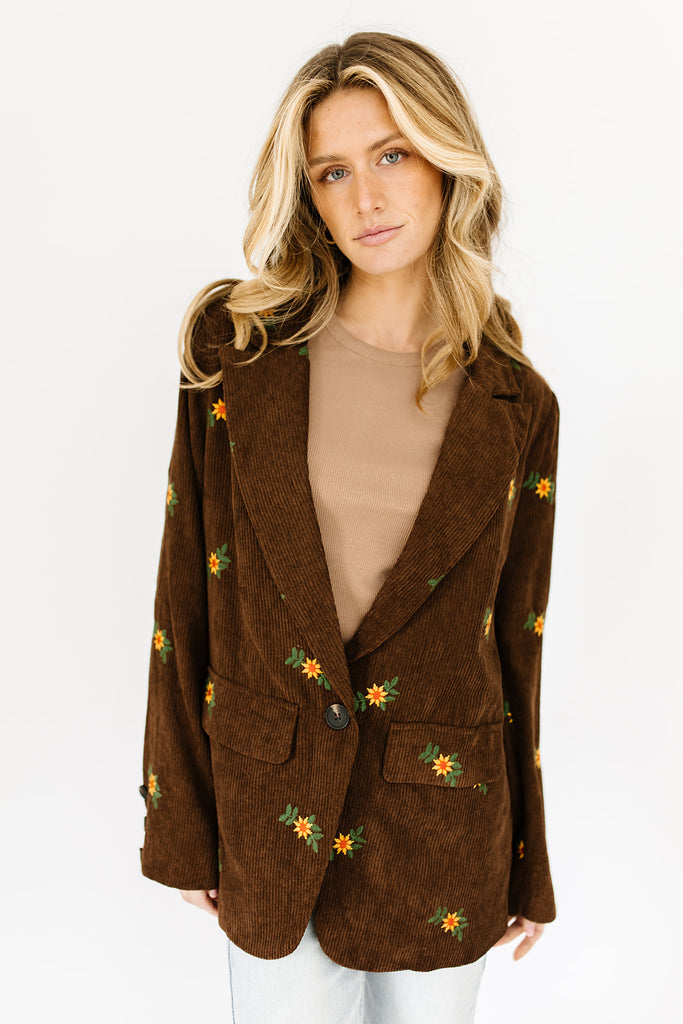 emi embroidered corduroy blazer