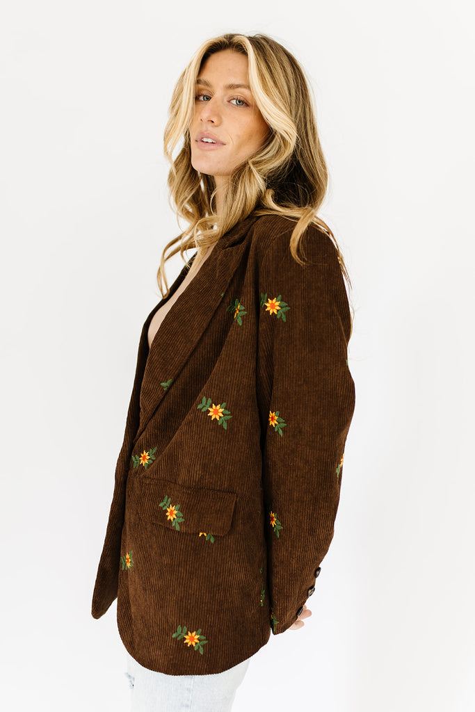 emi embroidered corduroy blazer