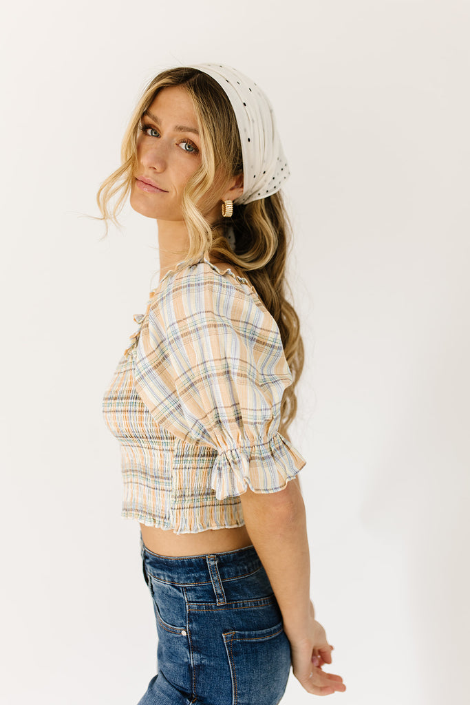 sami smocked plaid top