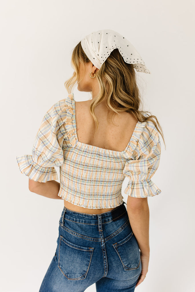 sami smocked plaid top