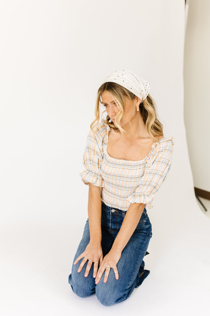 sami smocked plaid top