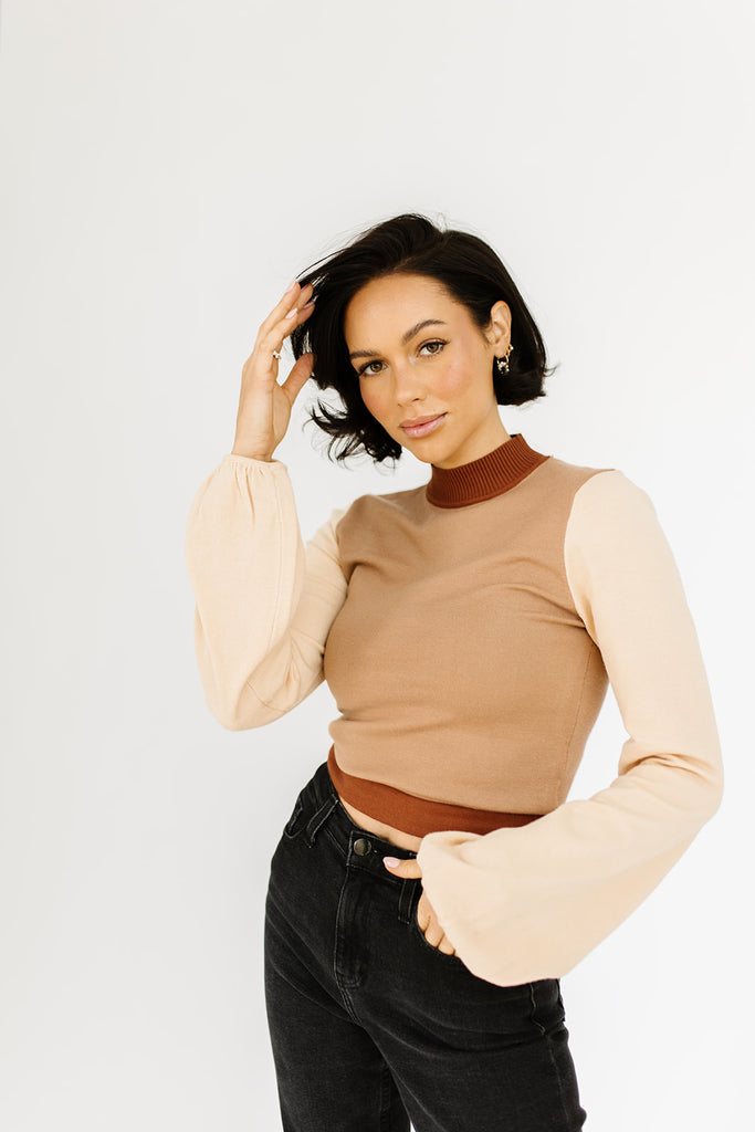 daphne mock neck top