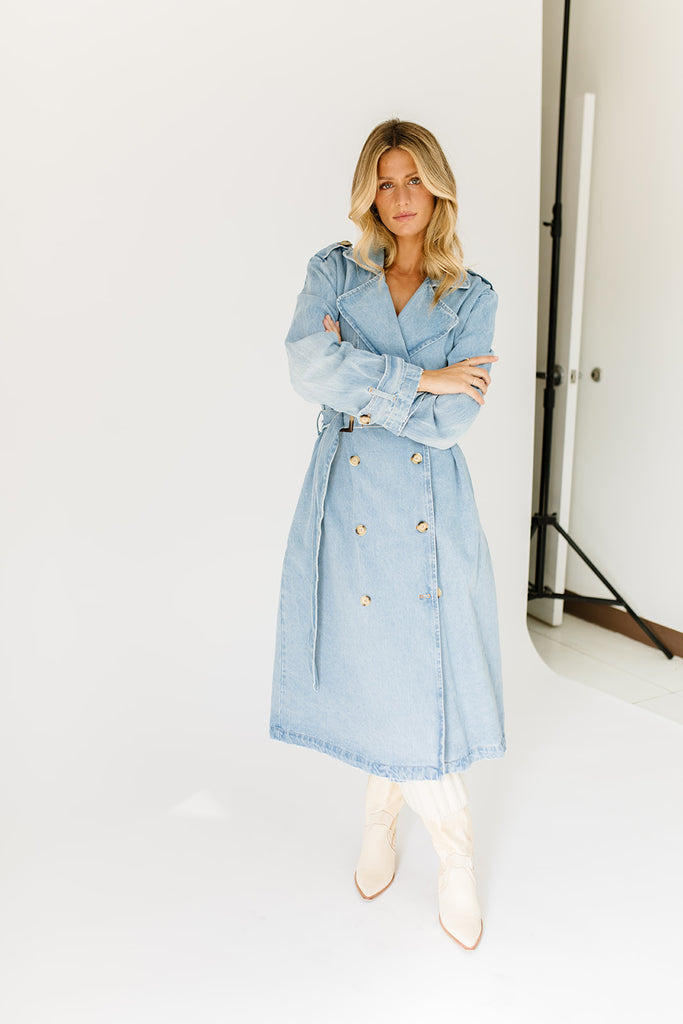 keep up denim trench coat *restocked*