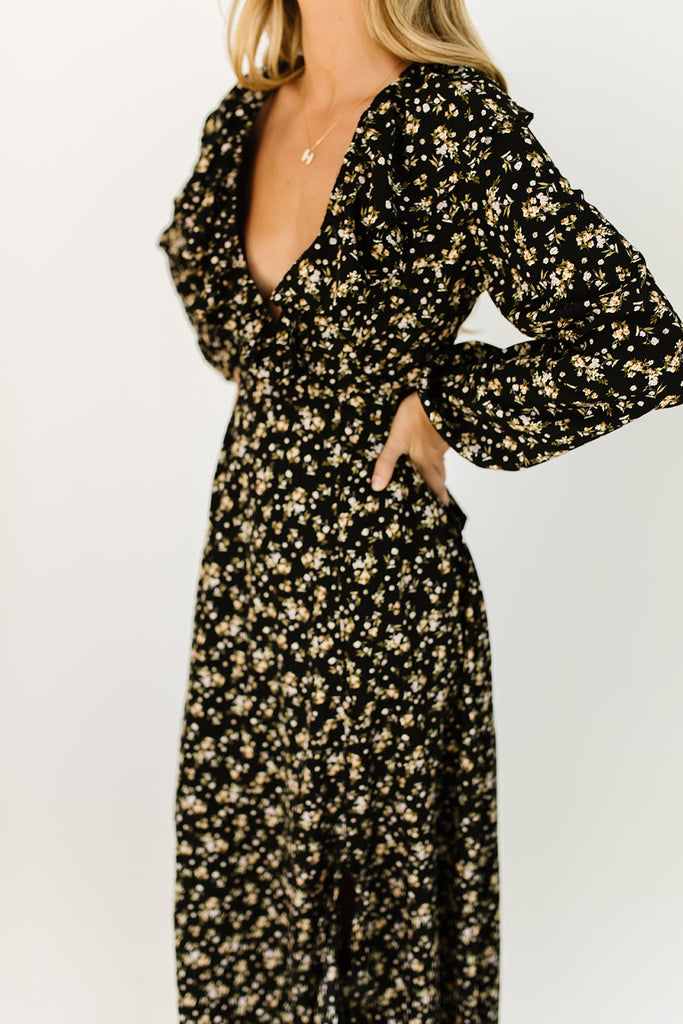 dahlia floral maxi dress // black *restocked*