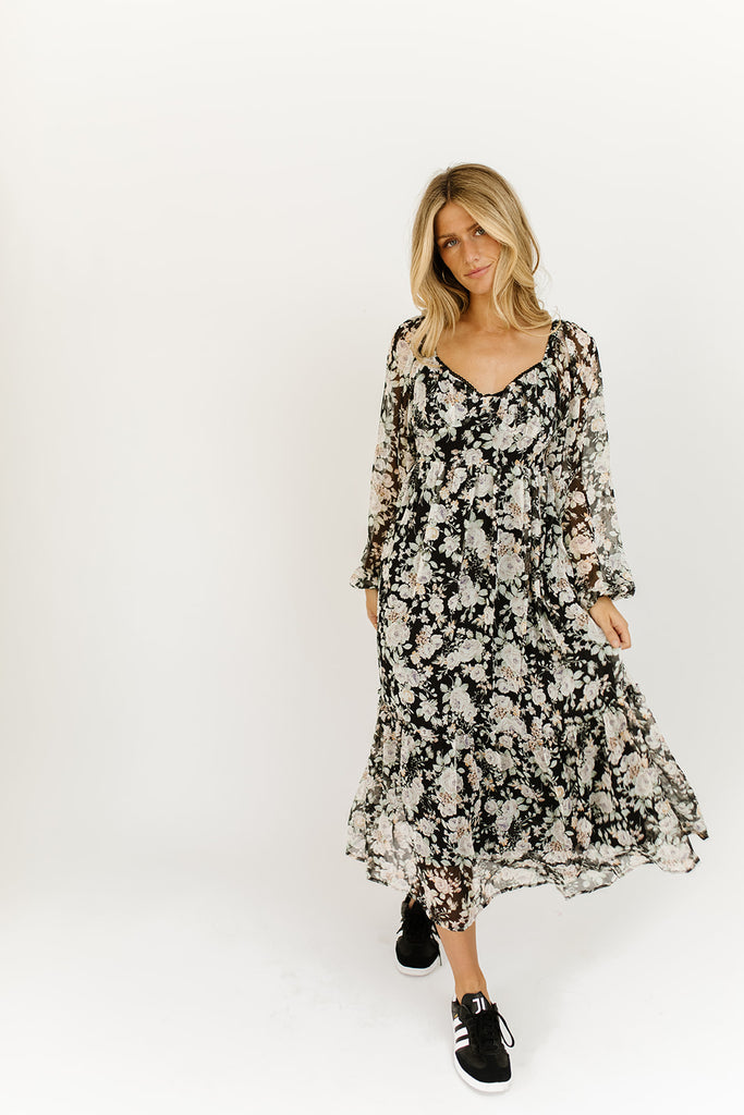 elora floral midi dress