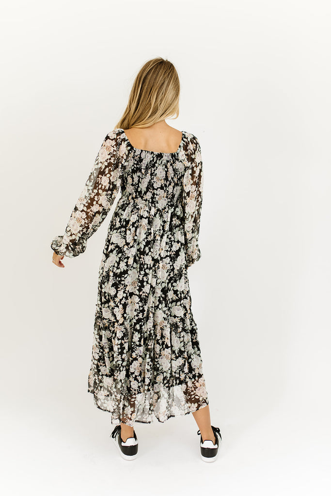 elora floral midi dress