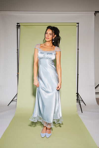 hadley satin dress // blue *zoco exclusive* – shop zoco
