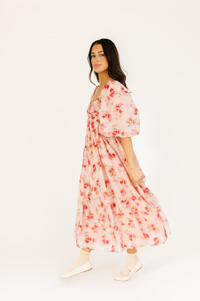 gala midi dress // pink watercolor *zoco exclusive*