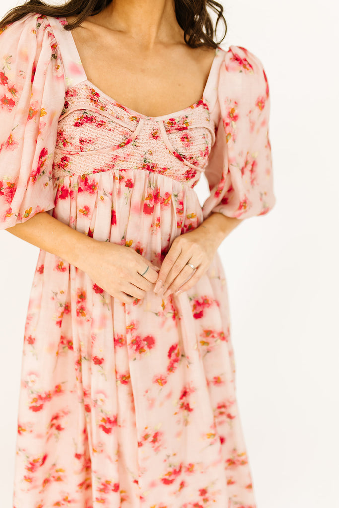 gala midi dress // pink watercolor *zoco exclusive*