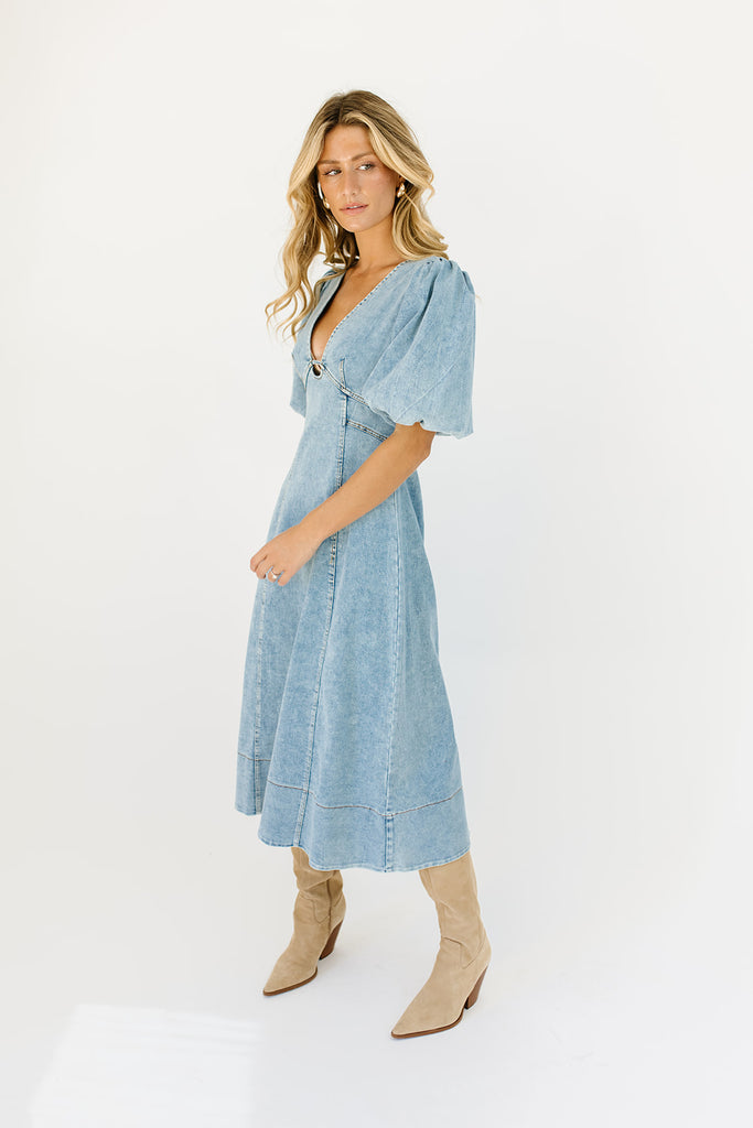 sara beth denim midi dress *restocked*